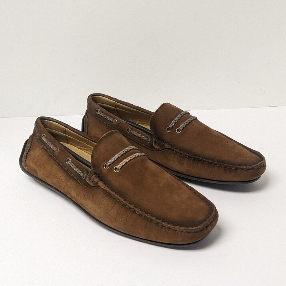 Massimo Matteo Rope Driver Loafers, Tan Nubuck, Mens 7.5 M